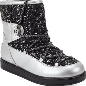 GBG by Guess Sparkle Aylan Boots Silver/Black Sz 8
